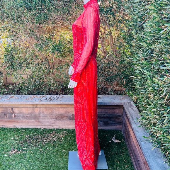 Malcom Starr Red Embellished Gown - Picture 4 of 10